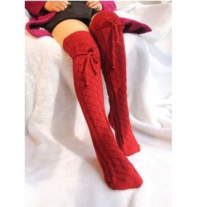 RESTOCKED - Thigh High Winter Socks Red